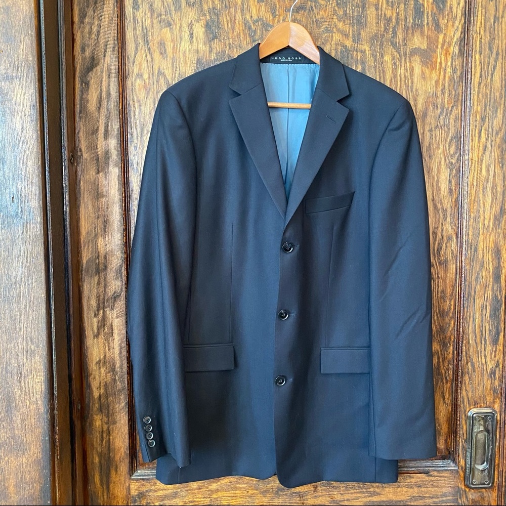 Hugo boss wool blazer sport coat black 42L USA